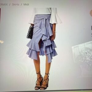 Intermix Elegant Blue Ruffle Midi Skirts size 0